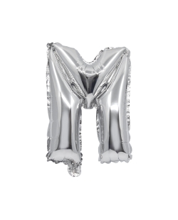 Globo Mini Auto-Inflable Letra: M Plata 32cm ***OFERTA DTO NO ACUMULABLE