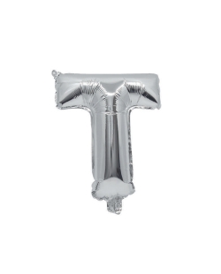 Globo Mini Auto-Inflable Letra: T Plata 32cm ***OFERTA DTO NO ACUMULABLE