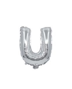 Globo Mini Auto-Inflable Letra: U Plata 32cm ***OFERTA DTO NO ACUMULABLE
