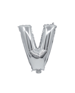 Globo Mini Auto-Inflable Letra: V Plata 32cm ***OFERTA DTO NO ACUMULABLE