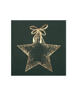 Servilleta Adorno Brillo Verde 25X25cm Papel 3C. ***OFERTA DTO NO ACUMULABLE