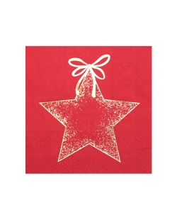Servilleta Adorno Brillo Roja 25X25cm Papel 3C. ***OFERTA DTO NO ACUMULABLE