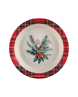 Plato Tartan Navidad 22.5cm Carton ***OFERTA DTO NO ACUMULABLE