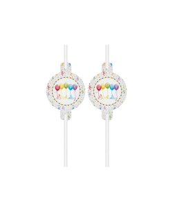 Pajitas Papel Happy Bday Streamers