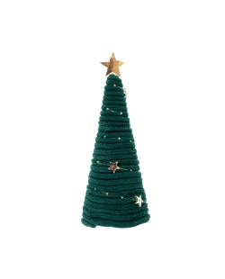 Arbol Navidad Verde 6.5X18cm Poliester, Yute Y Metal ***OFERTA DTO NO ACUMULABLE