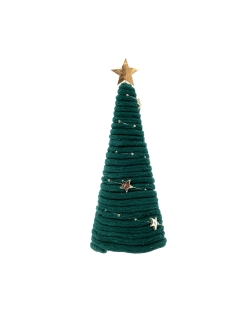Arbol Navidad Verde 6.5X13cm Poliester, Yute Y Metal ***OFERTA DTO NO ACUMULABLE