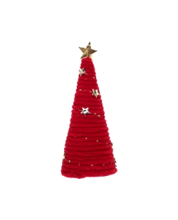 Arbol Navidad Rojo 6.5X18cm Poliester, Yute Y Metal ***OFERTA DTO NO ACUMULABLE
