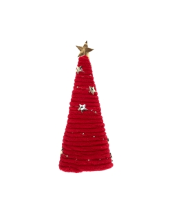 Arbol Navidad Rojo 6.5X13cm Poliester, Yute Y Metal ***OFERTA DTO NO ACUMULABLE