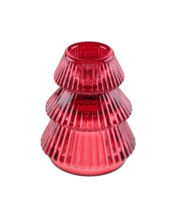 Candelabro Arbol Rojo 6X7.5cm Vidrio ***OFERTA DTO NO ACUMULABLE