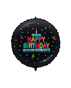18/46cm Happy Bday Confeti Negro, Cinta Y Peso ***OFERTA DTO NO ACUMULABLE