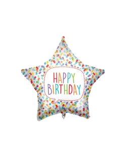 18/46cm Estrella Happy Bday Confeti, Cinta Y Peso ***OFERTA DTO NO ACUMULABLE