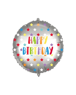18/46cm Happy Bday Estrellas Colores , Cinta Y Peso ***OFERTA DTO NO ACUMULABLE
