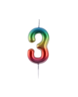 Vela Multicolor Nº 3 4X9cm Parafina Y Plastico