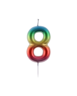 Vela Multicolor Nº 8 4X9cm Parafina Y Plastico