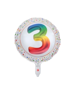 Globo Foil Multicolor 3 Años 45cm