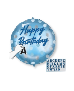 18/46cm Happy Bday Puntos Azul Letras Personz. Pegatinas, Cinta Y Peso ***OFERTA DTO NO ACUMULABLE