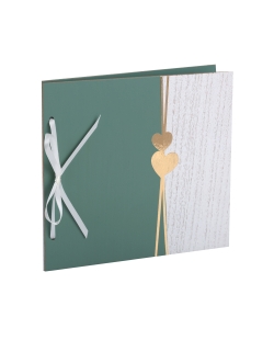 Libro Firmas Delicia Verde Jade 22X22cm Madera, Saten Y 40 Pag Papel