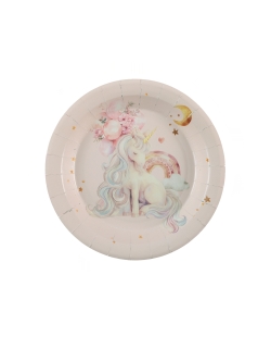 Plato Unicornio Rosa 22.5cm Carton