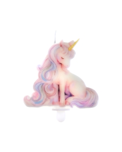 Vela Unicornio Rosa 7.5X7cm Parafina Y Plastico