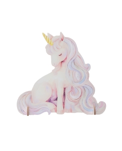 Decoracion Unicornio Rosa 21.5X4X21cm Madera