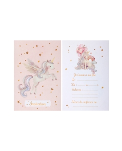Tarjeta Invitacion Unicornio Rosa 10X15cm Carton