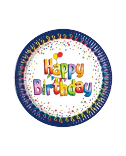 Platos 23cm Happy Bday Multicolor Fsc ***OFERTA DTO NO ACUMULABLE