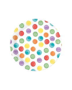 Platos 23cm Puntos Acuarelas Fsc