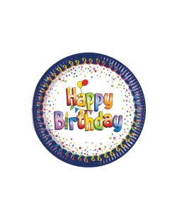 Platos 20cm Happy Bday Multicolor Fsc