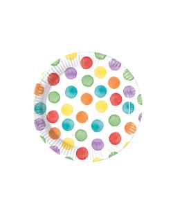 Platos 20cm Puntos Acuarelas Fsc