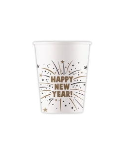 Vasos Papel 200ml H. New Year Blanco Fsc
