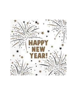 Servilletas 33 x 33cm H. New Year Blanco 3Ply Fsc