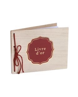 Libro Firmas Toscana 30X22cm Madera, Cordon Y 40 Pag Papel