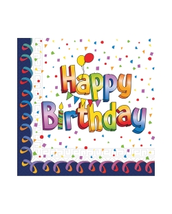 Servilletas 33X33cm Happy Bday Multicolor ***OFERTA DTO NO ACUMULABLE