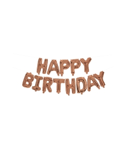 Globos Auto-Inflable Happy Birthday Rosa Oro ***OFERTA DTO NO ACUMULABLE