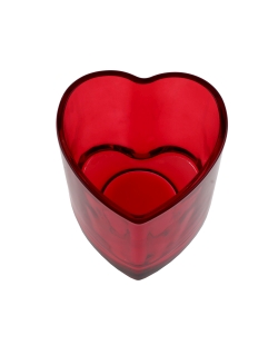 Portavelas Corazon Rojo 7.5X7.5X6.5cm Vidrio
