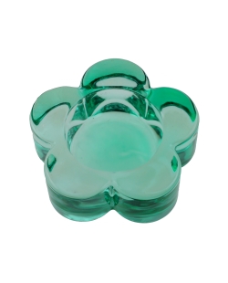 Portavelas Flor Verde 7.3X2cm Vidrio