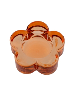 Portavelas Flor Naranja 7.3X2cm Vidrio