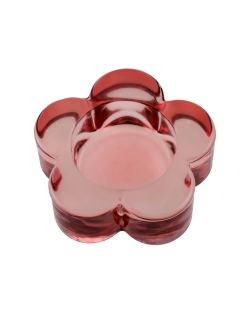 Portavelas Flor Rosa 7.3X2cm Vidrio