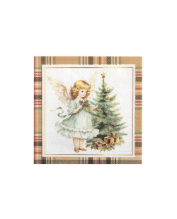 Servilleta Peq. Cuadros Navidad Caramelo 25X25cm Papel 3 Capas ***OFERTA DTO NO ACUMULABLE