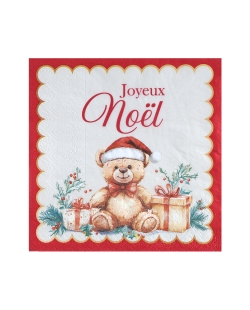 Servilleta Osito Navidad 33X33cm Papel 3 Capas ***OFERTA DTO NO ACUMULABLE