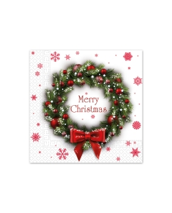 Servilletas 33X33cm Merry Xmas Corona Fsc 3Pli