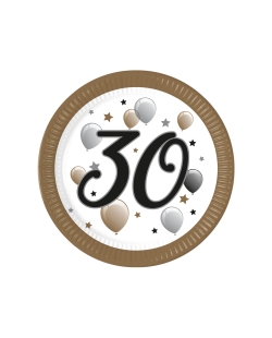 Platos 23cm 30 Años Oro/Negro Fsc