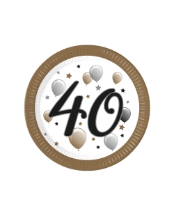 Platos 23cm 40 Años Oro/Negro Fsc