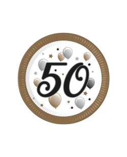 Platos 23cm 50 Años Oro/Negro Fsc