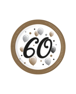 Platos 23cm 60 Años Oro/Negro Fsc