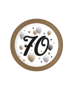 Platos 23cm 70 Años Oro/Negro Fsc