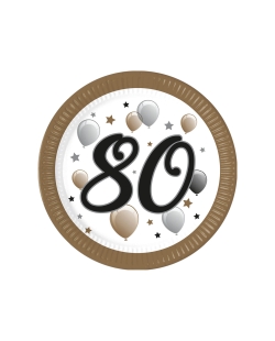 Platos 23cm 80 Años Oro/Negro Fsc