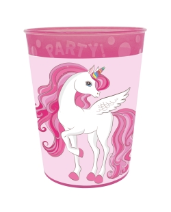 Vaso Plastico Reutilizable 250ml Unicornio