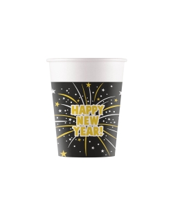 Vasos Papel 200ml H. New Year Negro Fsc