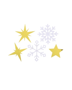 Confeti Nieve Oro/Blanco 4.5X6.3&6.5X6.5cm Papel ***OFERTA DTO NO ACUMULABLE